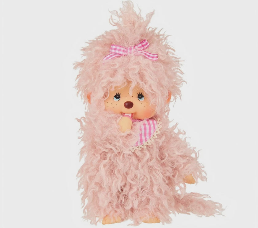 Sekiguchi Monchhichi Fluffy Pink Beige Plush 8" Monkey - NWT