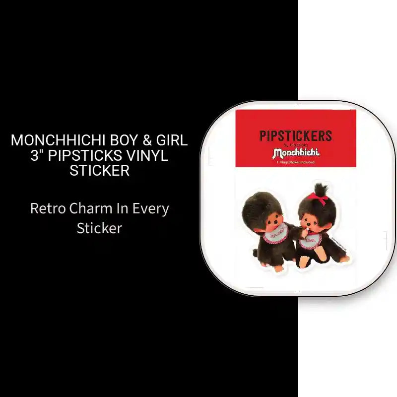 Monchhichi Boy & Girl 3" Pipsticks Vinyl Sticker by@Outfy