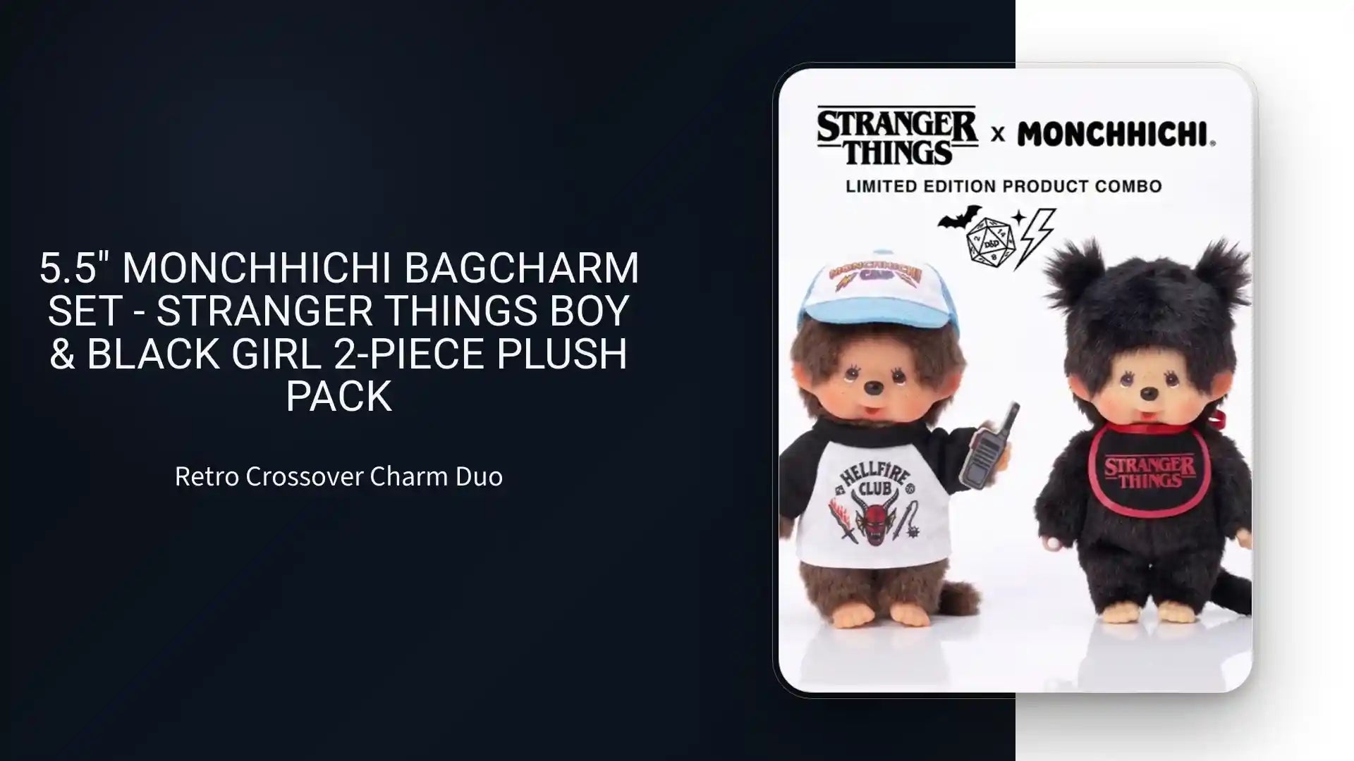 5.5" Monchhichi Bagcharm Set - Stranger Things Boy & Black Girl 2-Piece Plush Pack by@Outfy