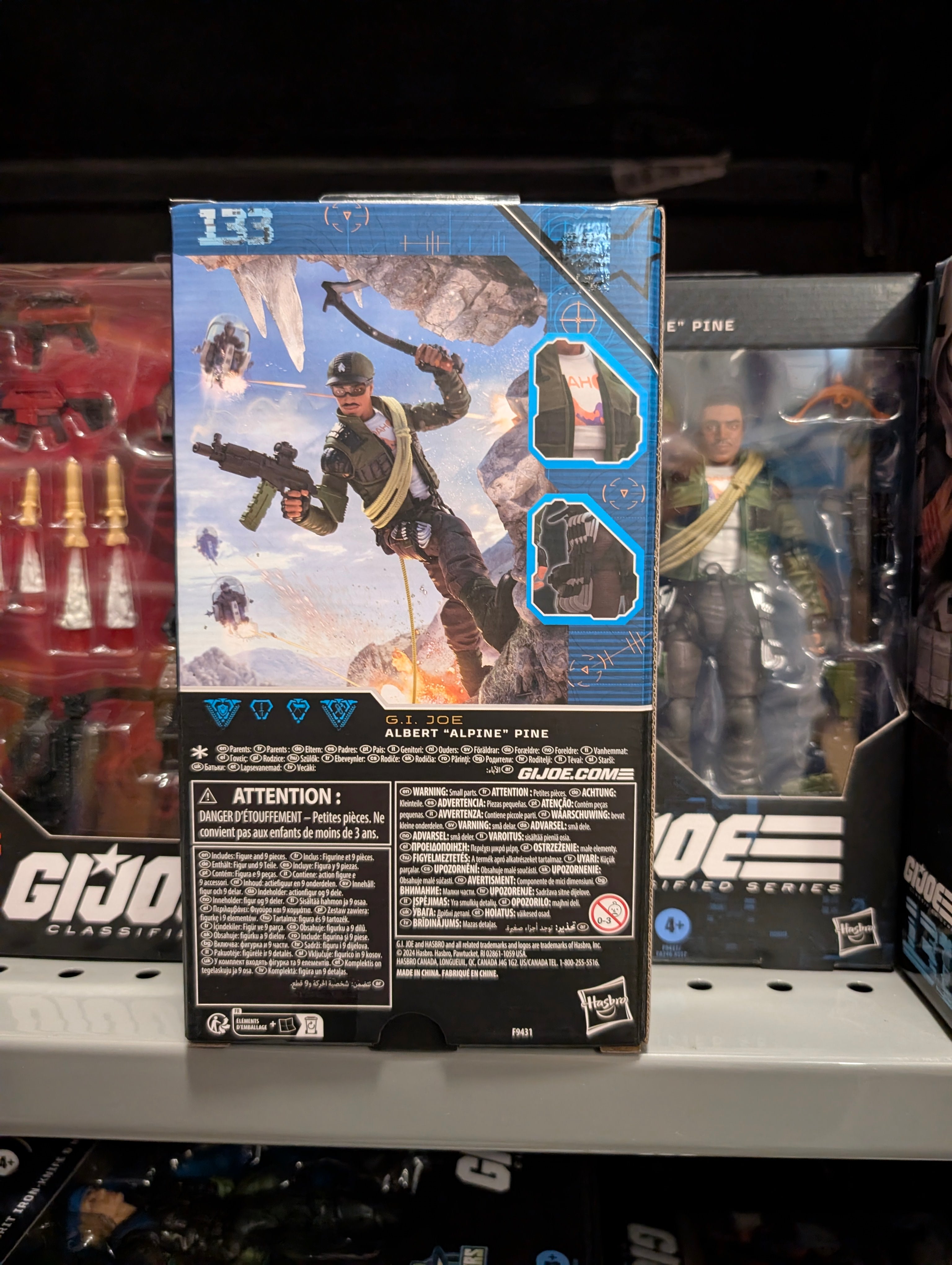 Hasbro GI Joe Classified Series Albert “Alpine” Pine 6-inch action figure packaging back mountain climbing scene