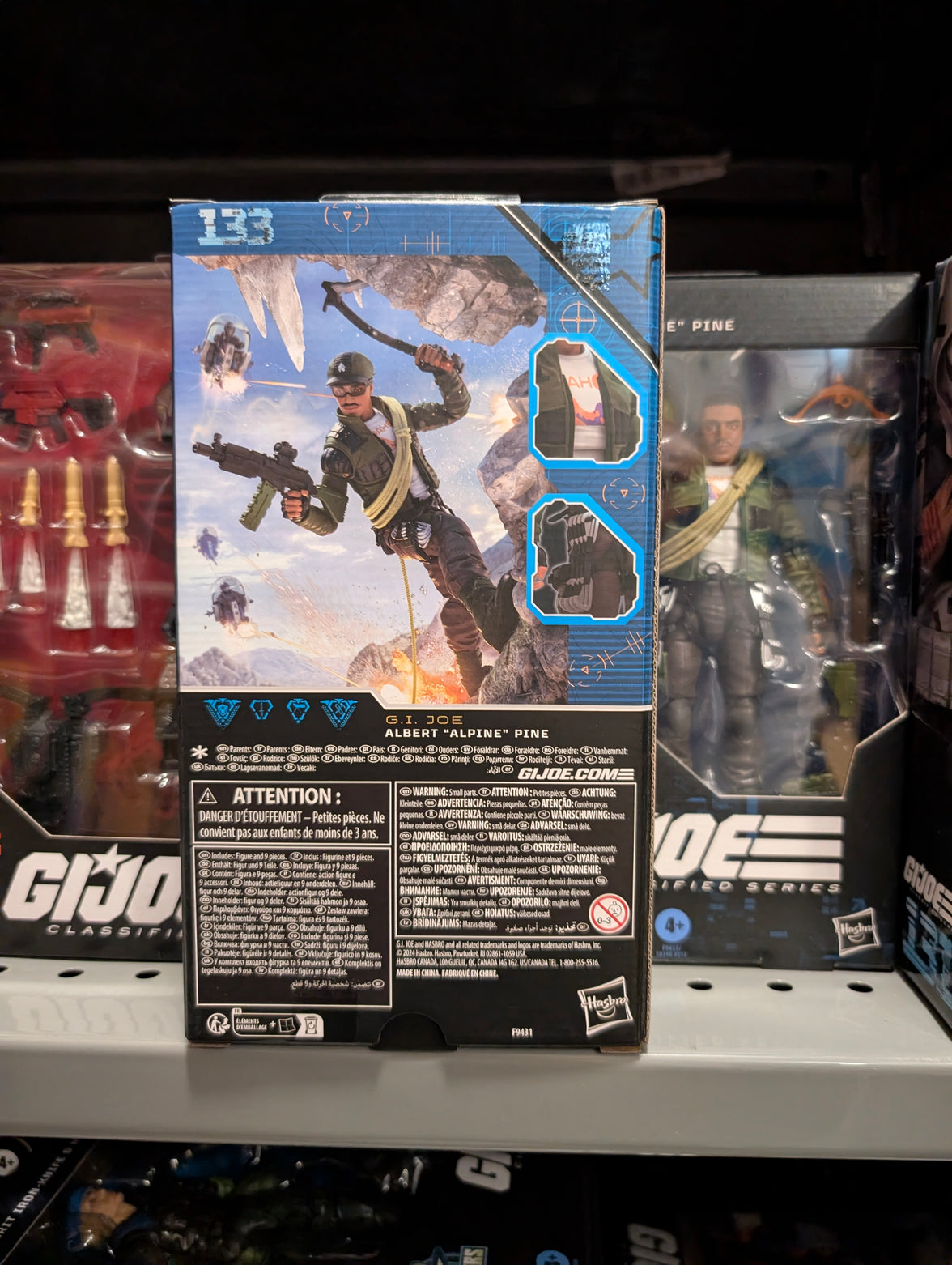 Hasbro GI Joe Classified Series Albert “Alpine” Pine 6-inch action figure packaging back mountain climbing scene