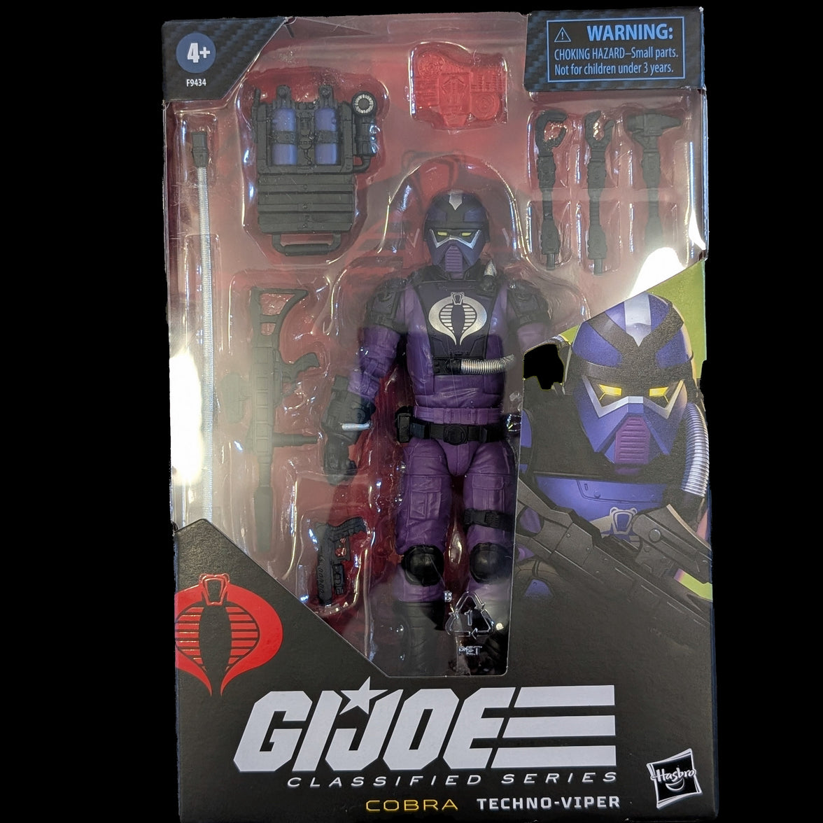 6-inch Hasbro Cobra Techno-Viper action figure from GI Joe Classified Series with multiple accessories in packaging