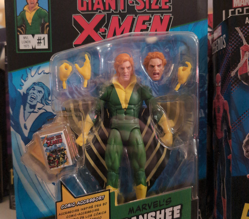 Hasbro Marvel Legends Banshee action figure in green costume with accessories from Giant-Size X-Men edition