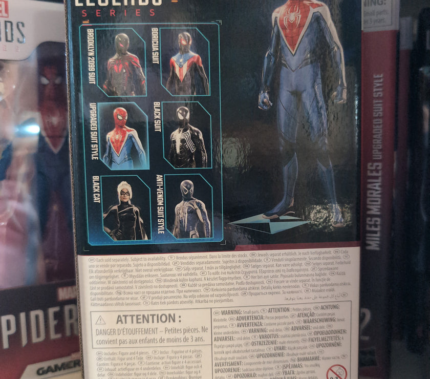 Hasbro Marvel Legends Miles Morales Upgraded Suit style action figure packaging back with character images and details