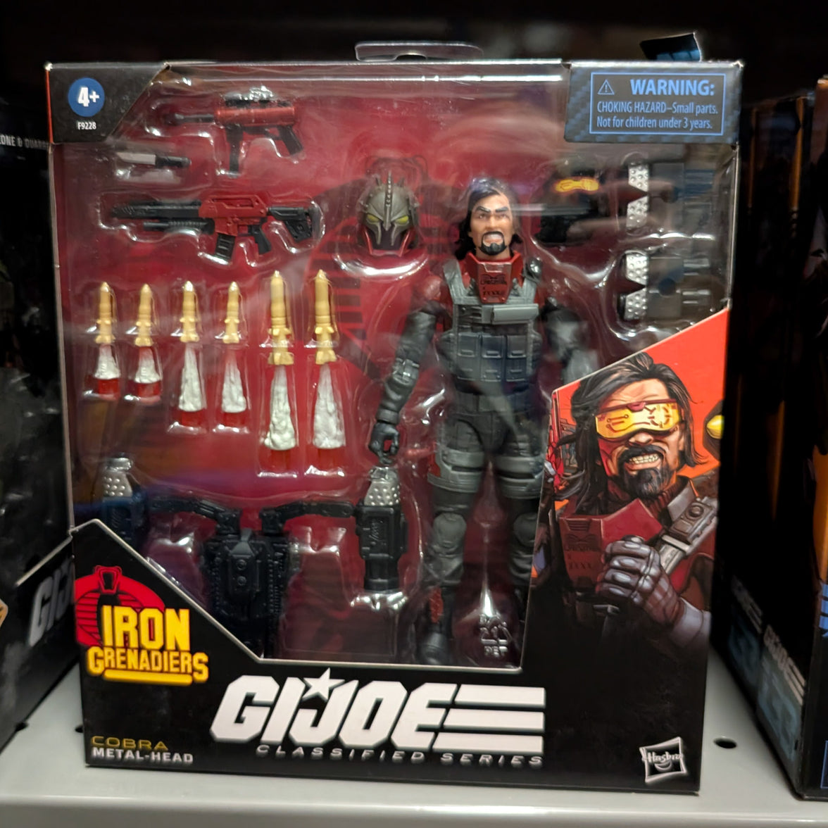 Hasbro GI Joe Classified Series Iron Grenadier Metal-Head 6-inch action figure with weapons and accessories in packaging