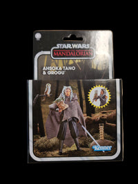 Kenner Star Wars Mandalorian Ahsoka Tano and Grogu action figure in vintage-inspired packaging