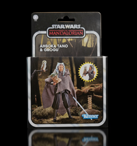 Kenner Star Wars Vintage Collection Ahsoka Tano and Grogu action figure set in classic Mandalorian packaging