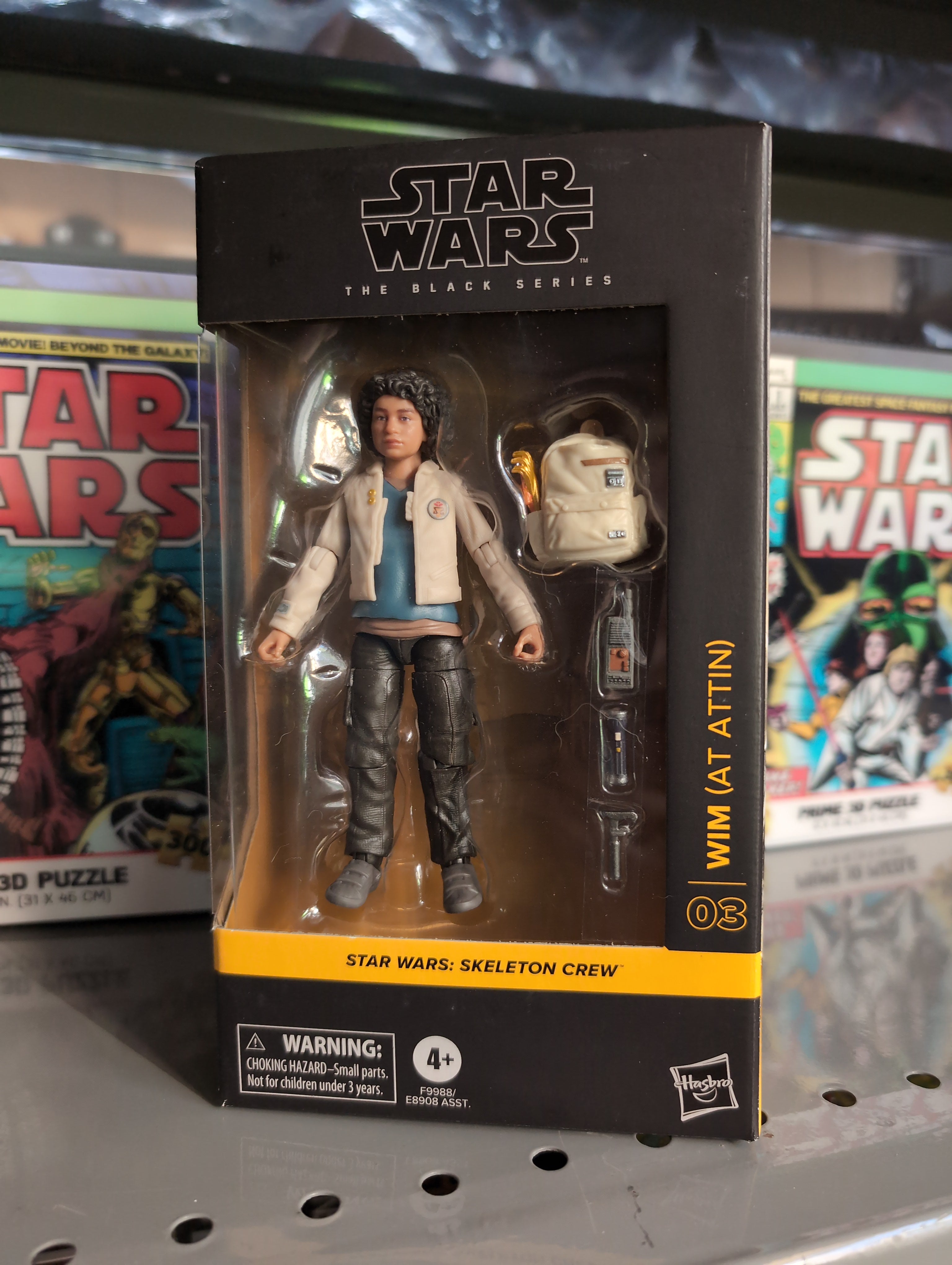 Hasbro Star Wars Black Series WIM at Attin figure from Skeleton Crew with accessories in window box packaging