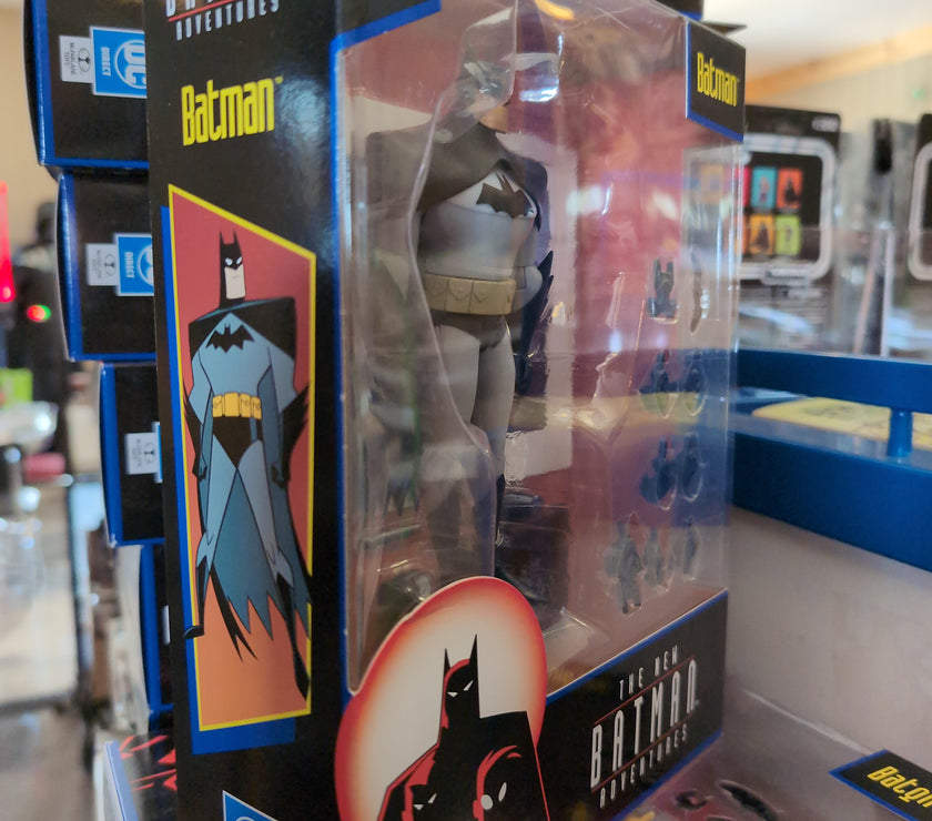 McFarlane 6-inch Batman action figure from The New Batman Adventures in collectible window packaging with accessories.