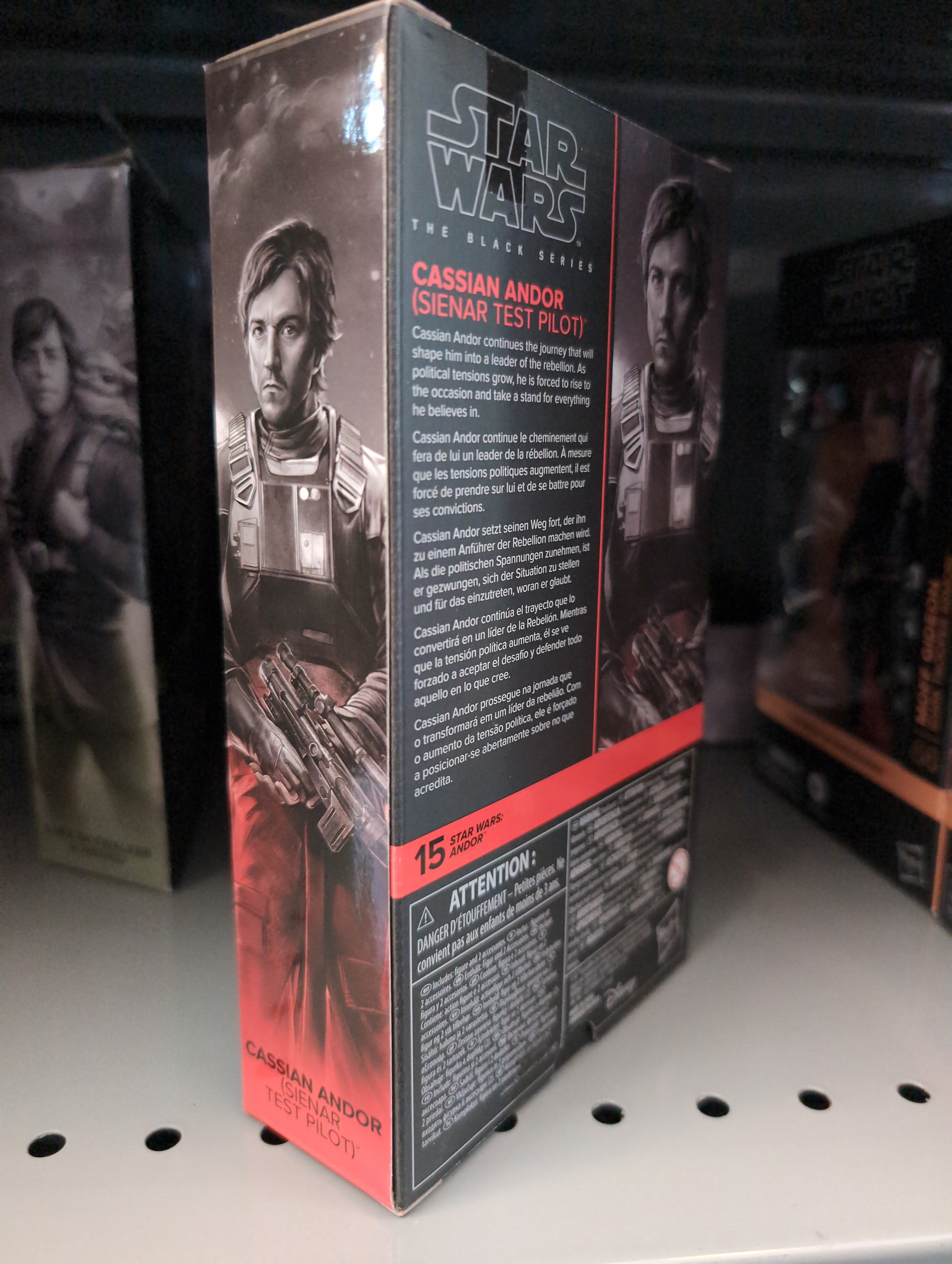 Hasbro Star Wars Black Series Cassian Andor Sienar Test Pilot 6-inch action figure packaging box.