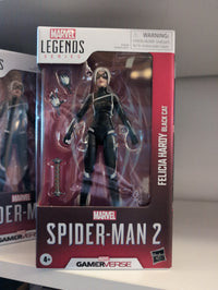 Hasbro Marvel Legends Felicia Hardy Black Cat action figure from Spider-Man 2 Gamerverse with accessories in window box.