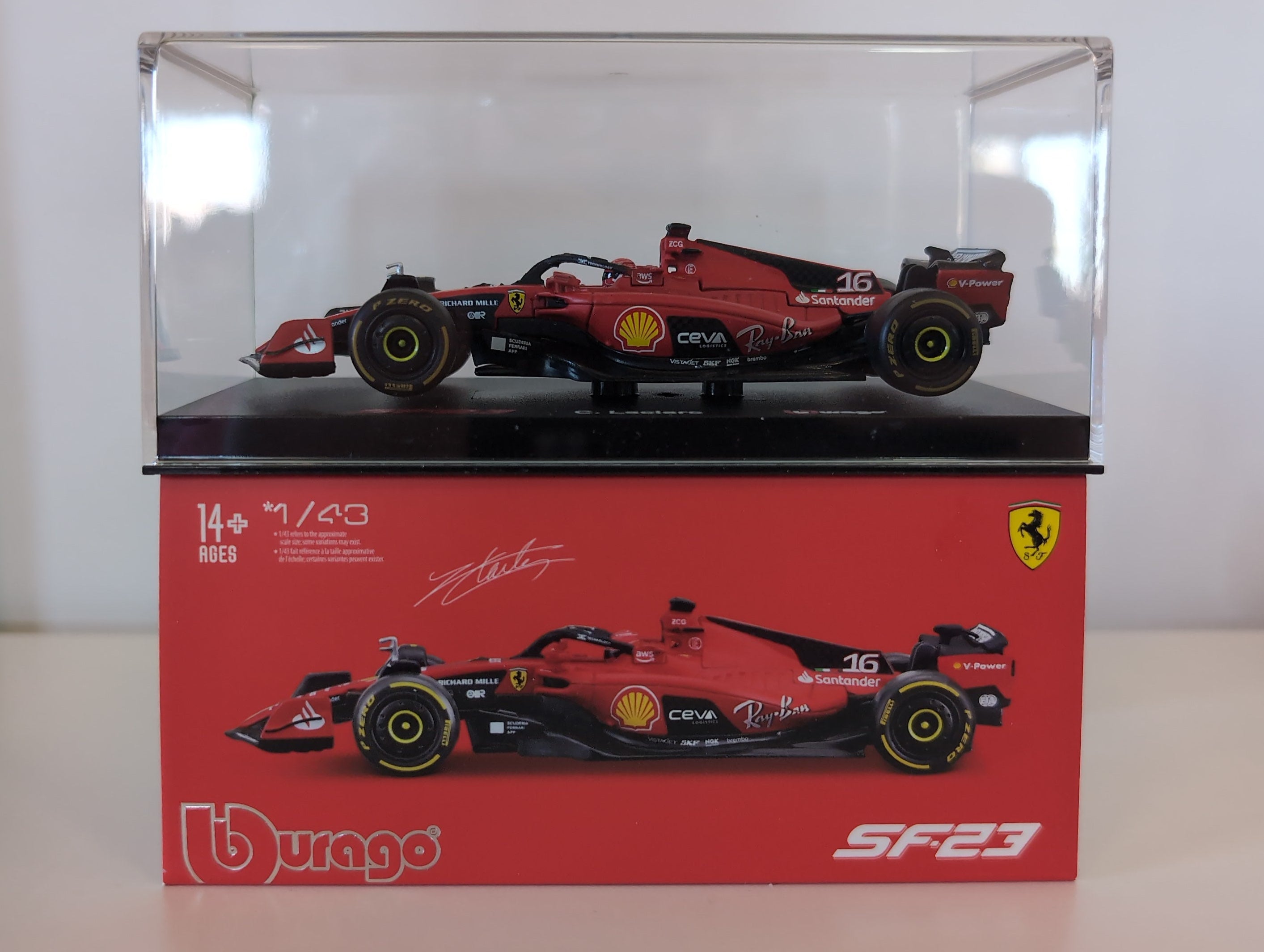 Bburago Formula 1 U-PICK Diecast Car 1:43 Scale with Display Case Motorsport Collectible in red Ferrari design