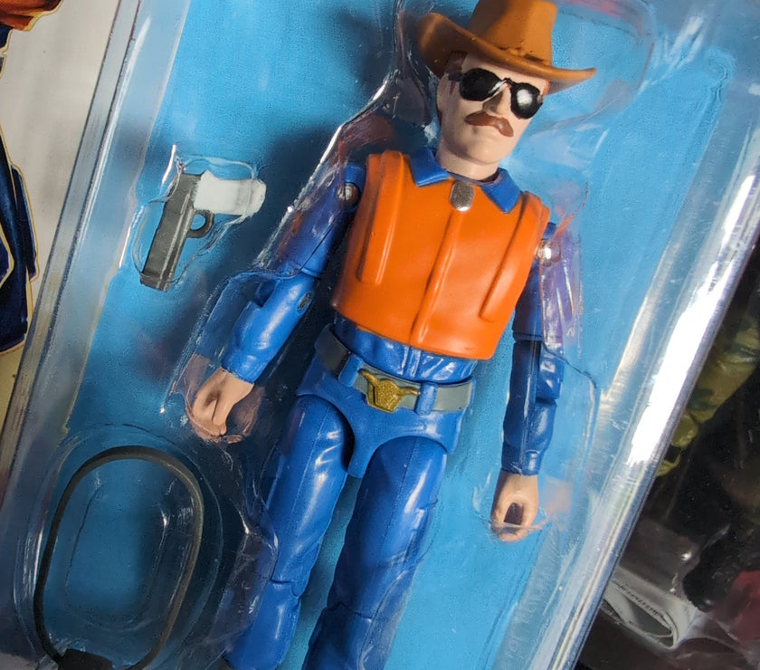 Hasbro G.I. Joe Wild Bill helicopter pilot action figure with cowboy hat and removable accessories in blister packaging