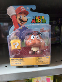 Super Mario Wave 49 - Goomba with ? Block 4 Action Figure Collectible by Jakks in packaging with Mario branding
