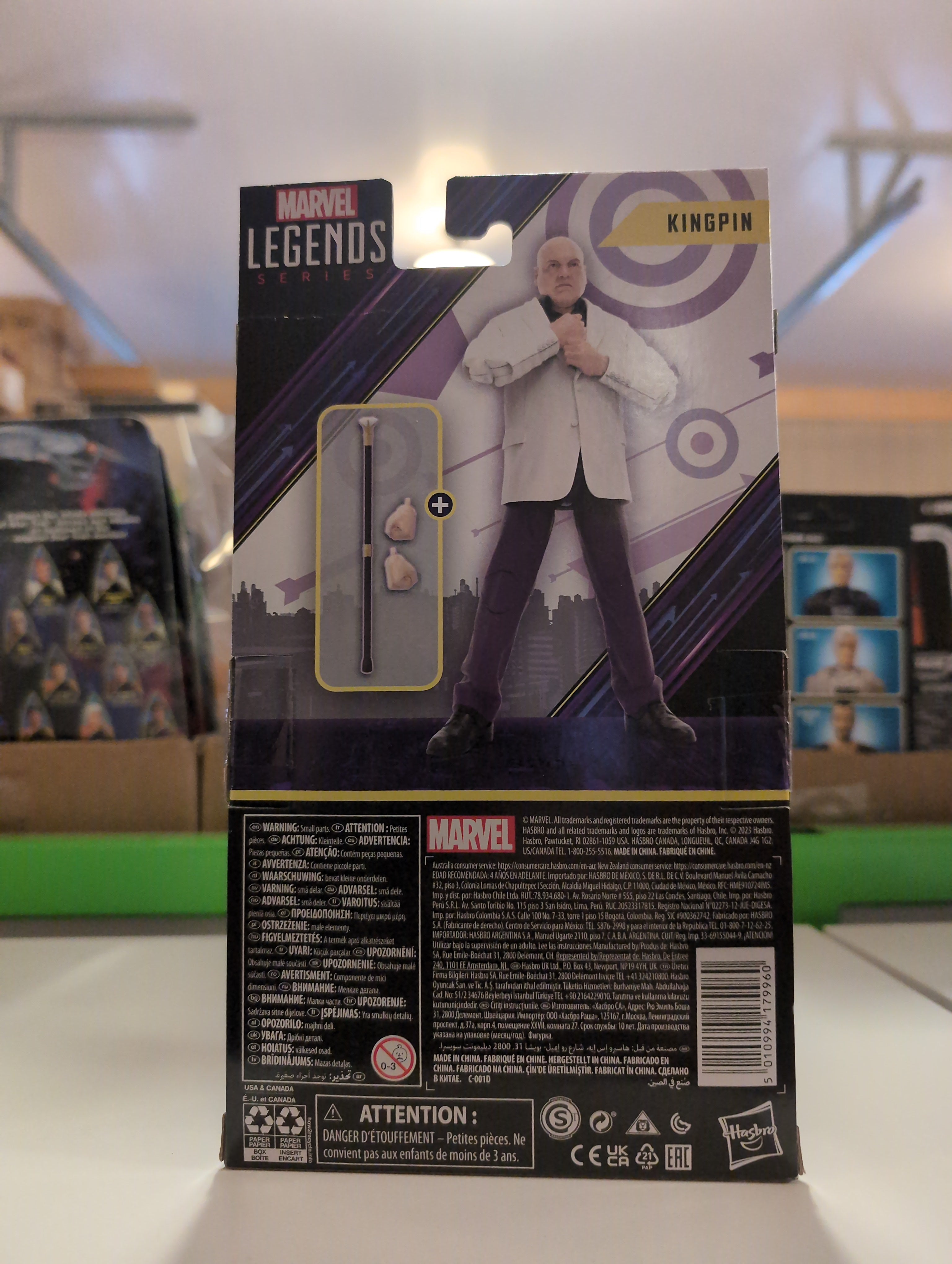 Kingpin Marvel Legends action figure by Hasbro in packaging with extra hands and cane accessories