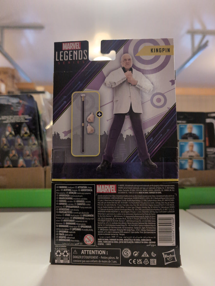 Kingpin Marvel Legends action figure by Hasbro in packaging with extra hands and cane accessories