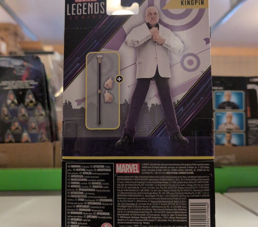 Kingpin Marvel Legends action figure by Hasbro in packaging with extra hands and cane accessories