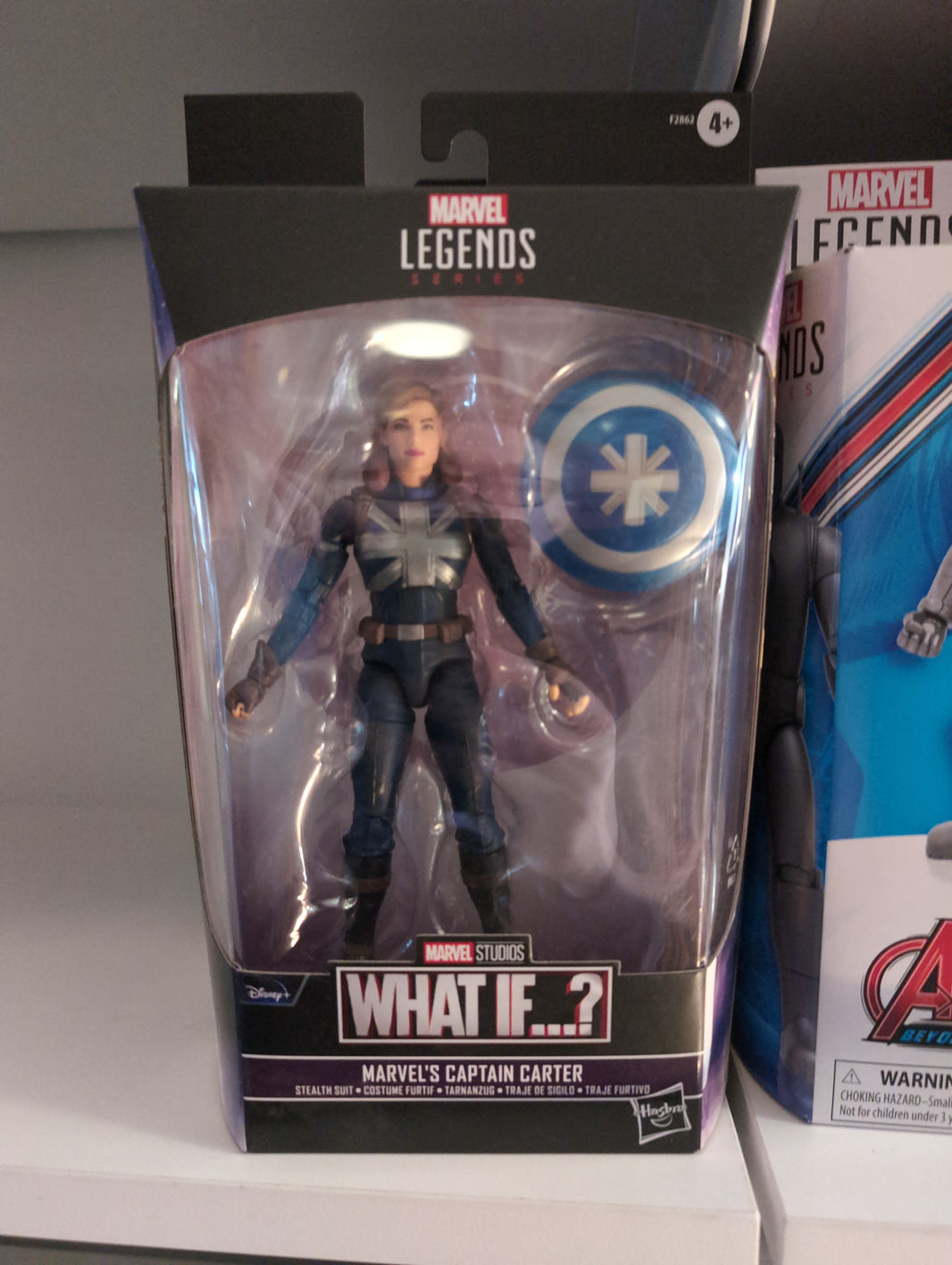 Marvel Legends Captain Carter 6-inch action figure in stealth suit by Hasbro, packaged for collectors.