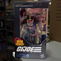 Hasbro GI Joe Classified Series Iron Grenadier B.A.T. 6-inch action figure in box with accessories display