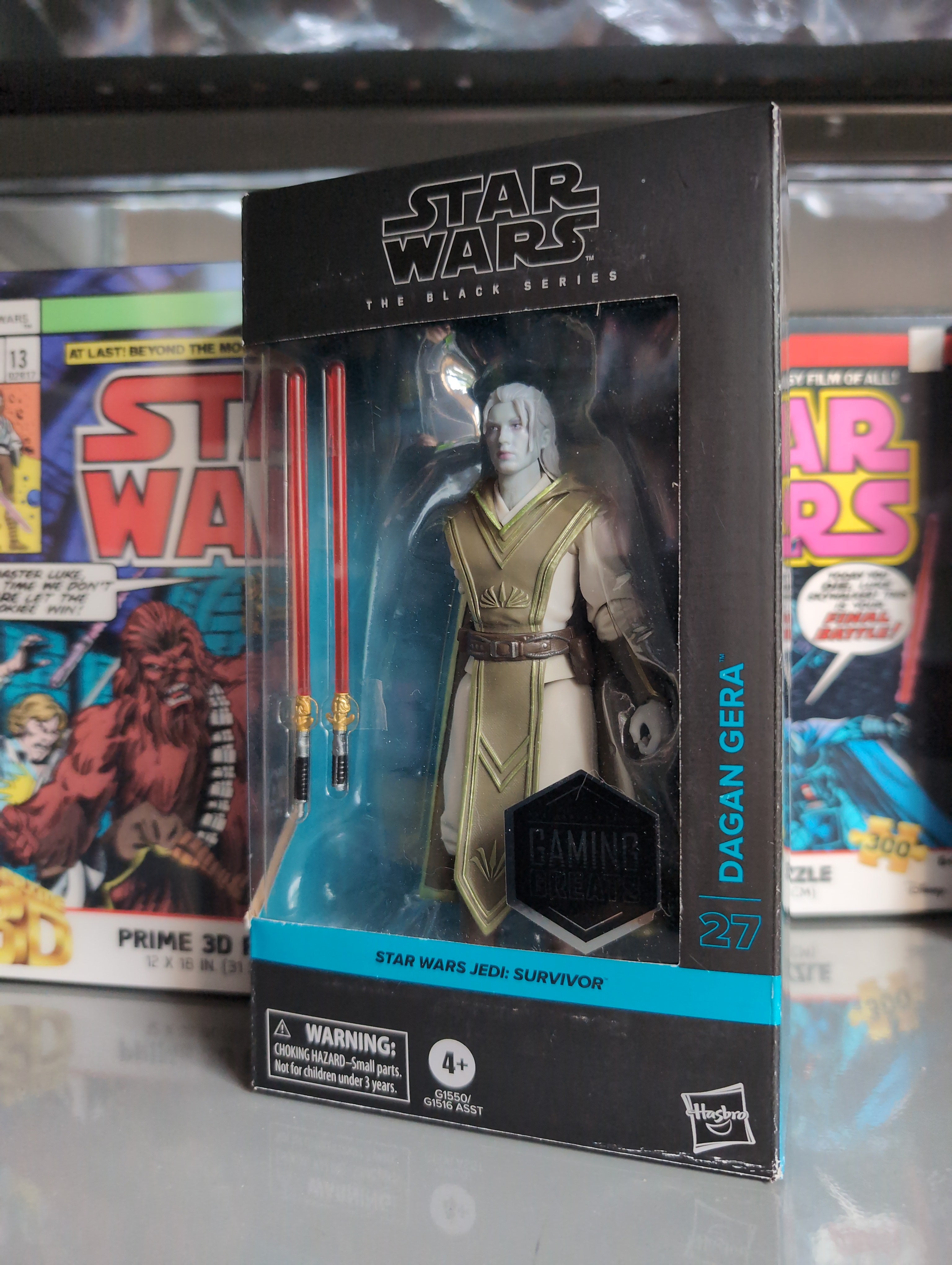 Hasbro Dagan Gera Star Wars Black Series action figure 1/12 scale with dual red lightsabers in packaging