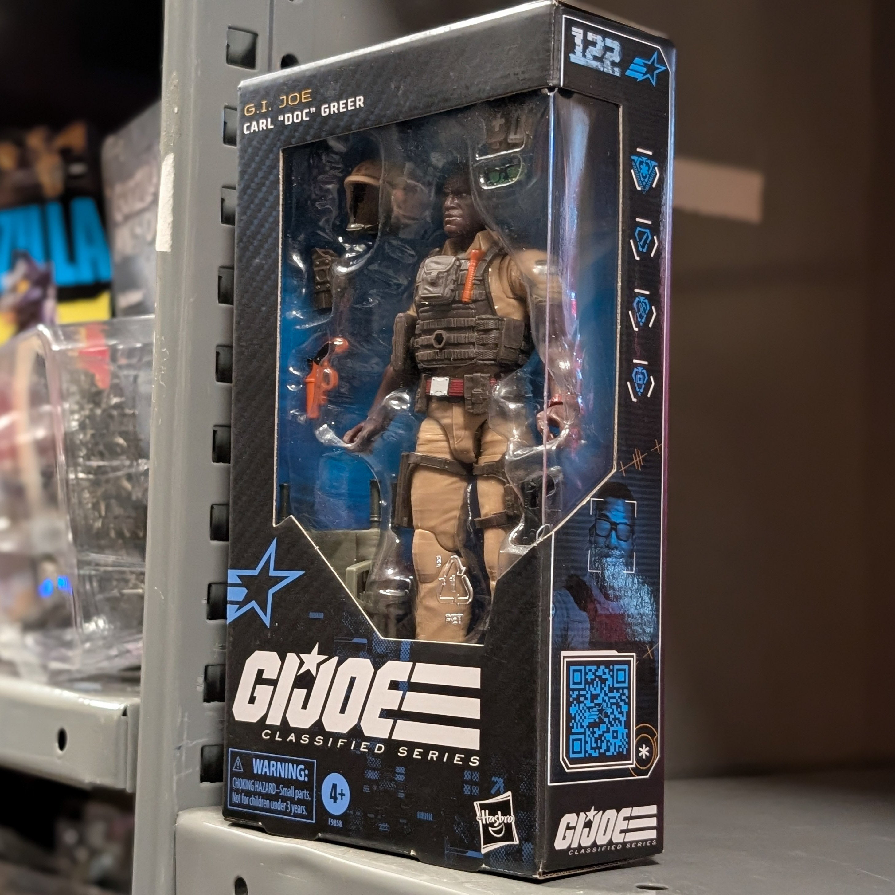 Hasbro GI Joe Classified Series 6-inch Carl Doc Greer action figure in packaging with medical accessories visible