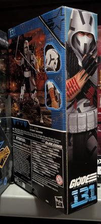 Hasbro GI Joe Classified Series 6-inch Storm Shadow action figure in packaging with ninja accessories and character art side view