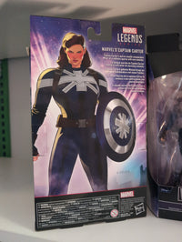 Marvel Legends Captain Carter stealth suit 6-inch action figure packaging by Hasbro shown on shelf