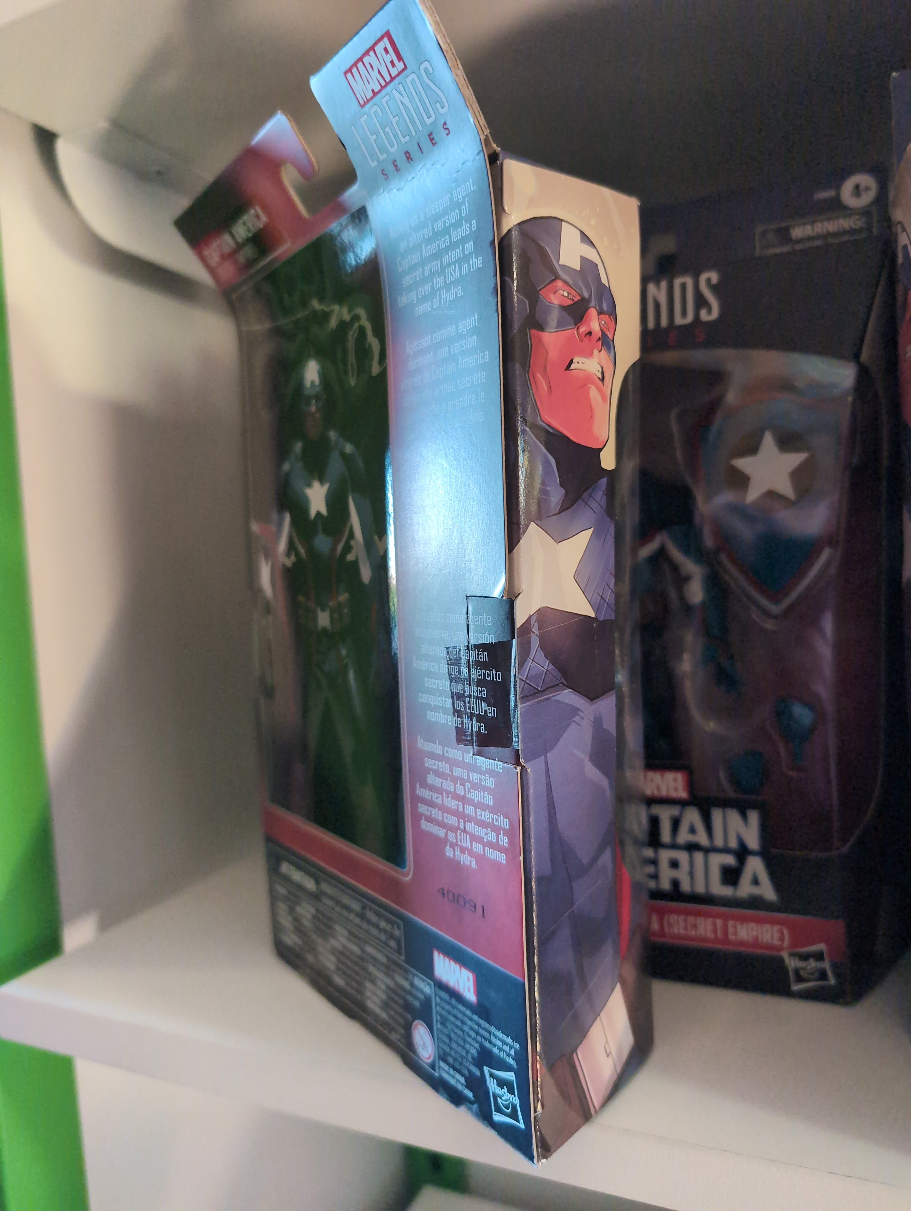 Captain America Secret Empire Marvel Legends action figure 1:12 scale in Hasbro packaging on shelf