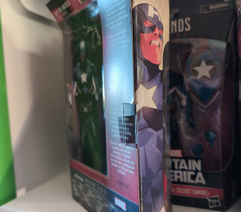 Captain America Secret Empire Marvel Legends action figure 1:12 scale in Hasbro packaging on shelf