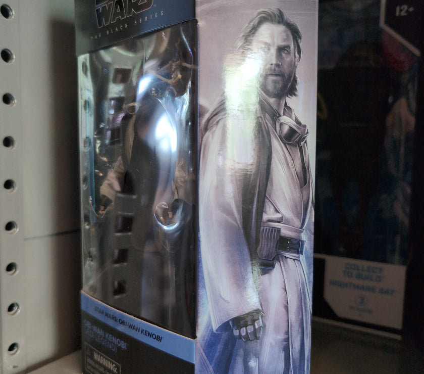 Hasbro Obi-Wan Kenobi Jedi Legend Star Wars Black Series action figure in packaging on display shelf