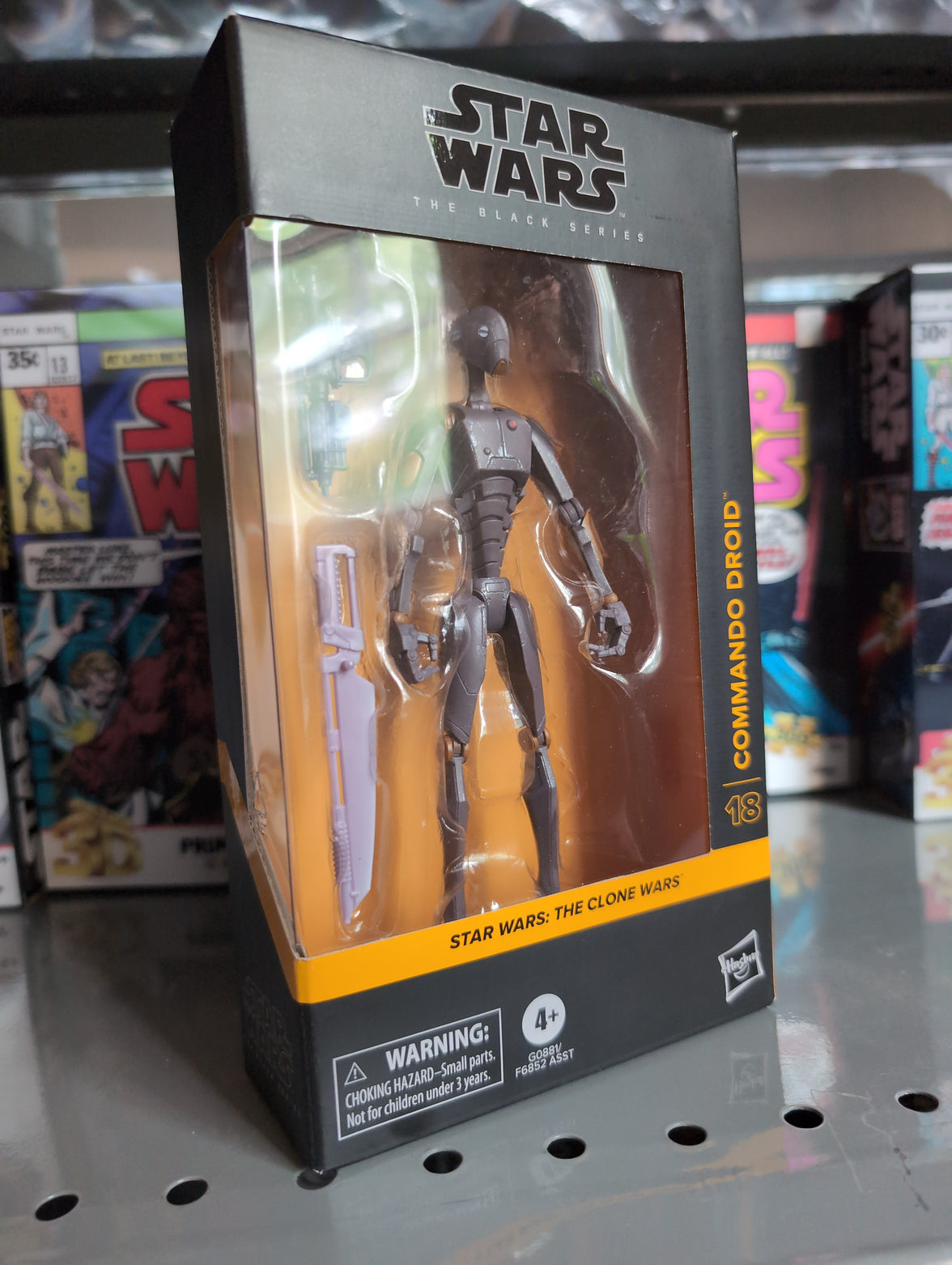 Hasbro Star Wars Black Series 1:12 scale Commando Droid action figure with weapons in window box packaging