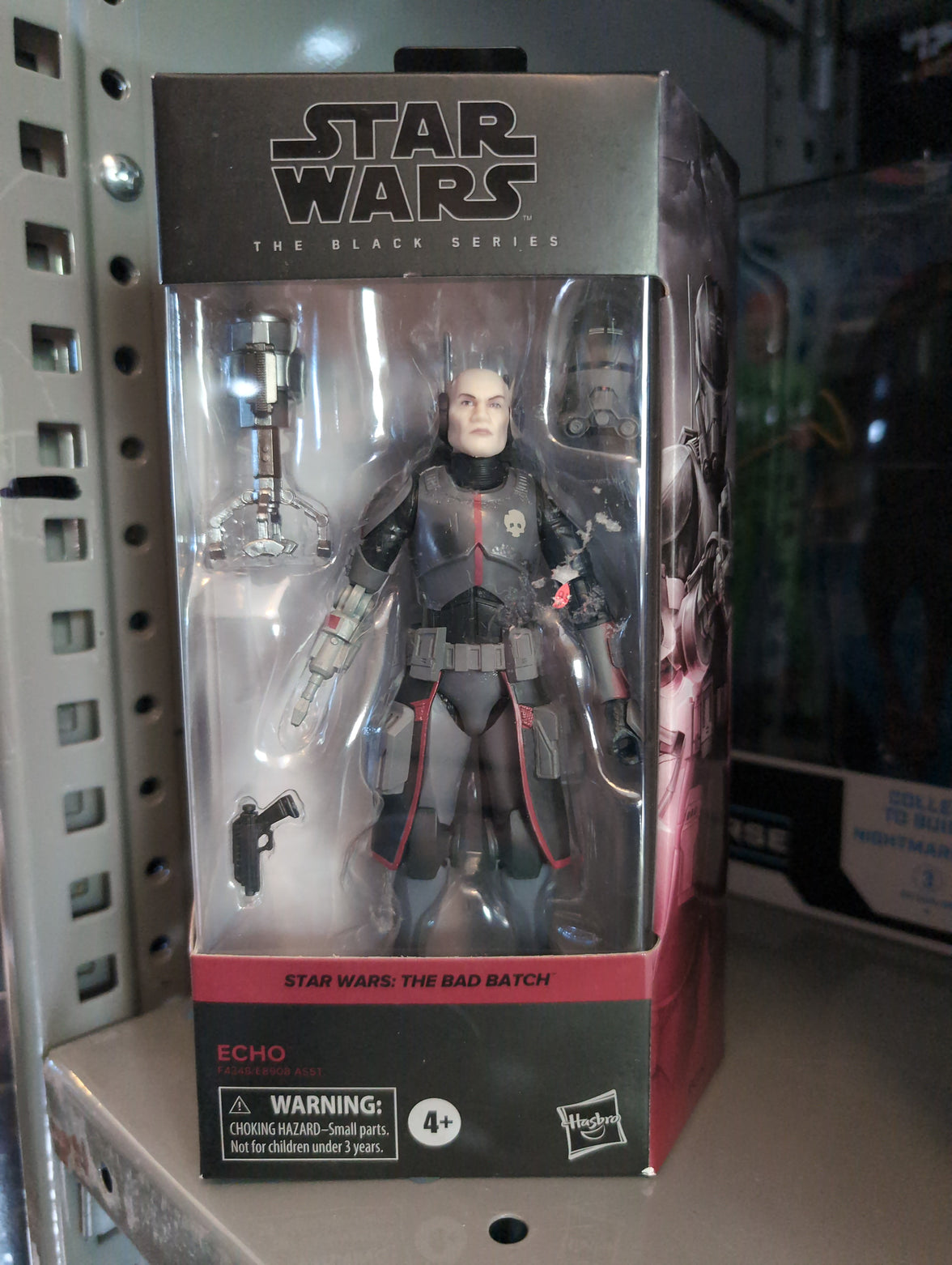 Hasbro Echo Star Wars Black Series action figure from The Bad Batch in 1:12 scale packaging with accessories visible