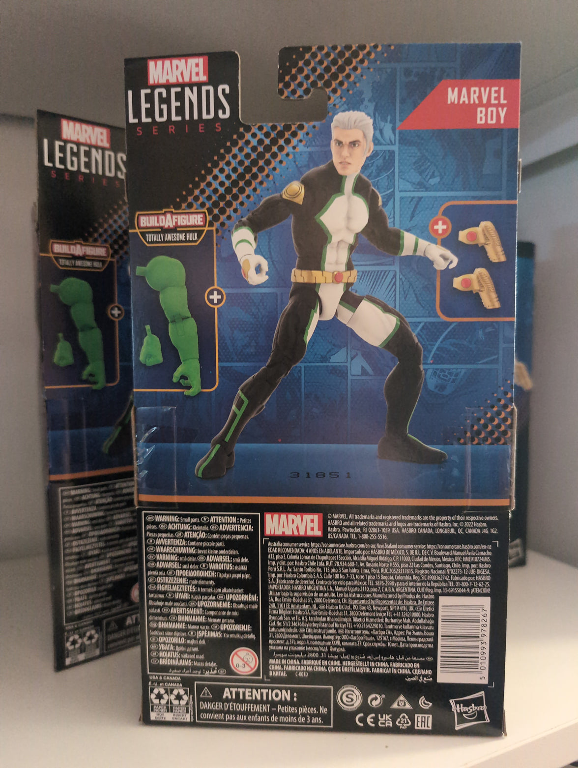Marvel Legends Marvel Boy action figure by Hasbro in packaging with accessories and Build-A-Figure part for Hulk