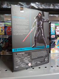 Hasbro Star Wars Black Series Darth Malgus 6-inch action figure with lightsaber and removable mask packaging back view