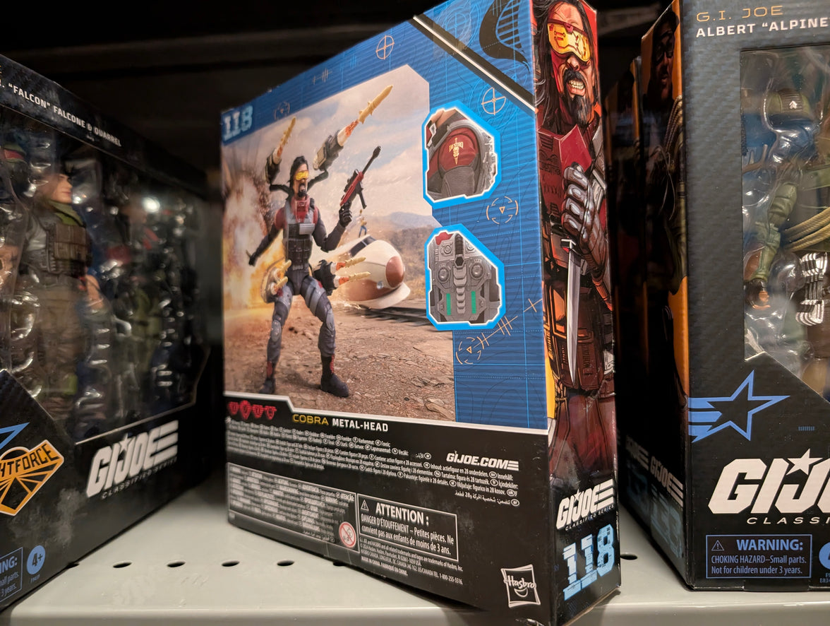 Hasbro GI Joe Classified Series 6-inch Metal-Head Iron Grenadier action figure box display side view