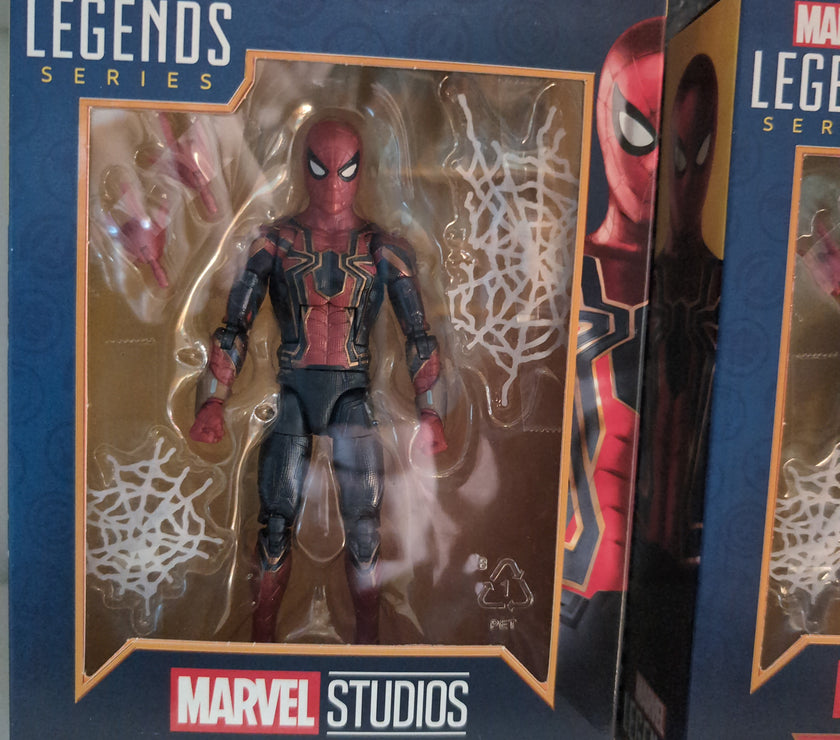 Marvel Legends Iron Spider action figure in box by Hasbro featuring detailed suit and accessories for ages 4 and up