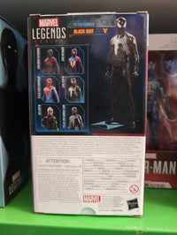 Hasbro Marvel Legends Peter Parker Black Suit action figure packaging featuring game-accurate design and character variants.