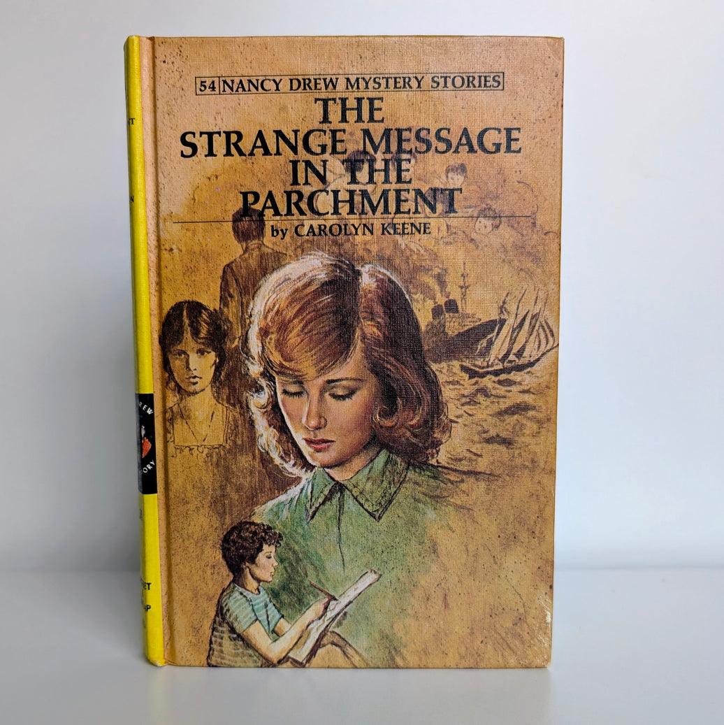 Vintage Nancy Drew The Strange Message in the Parchment hardcover by Grosset & Dunlap 1977 edition white endpages