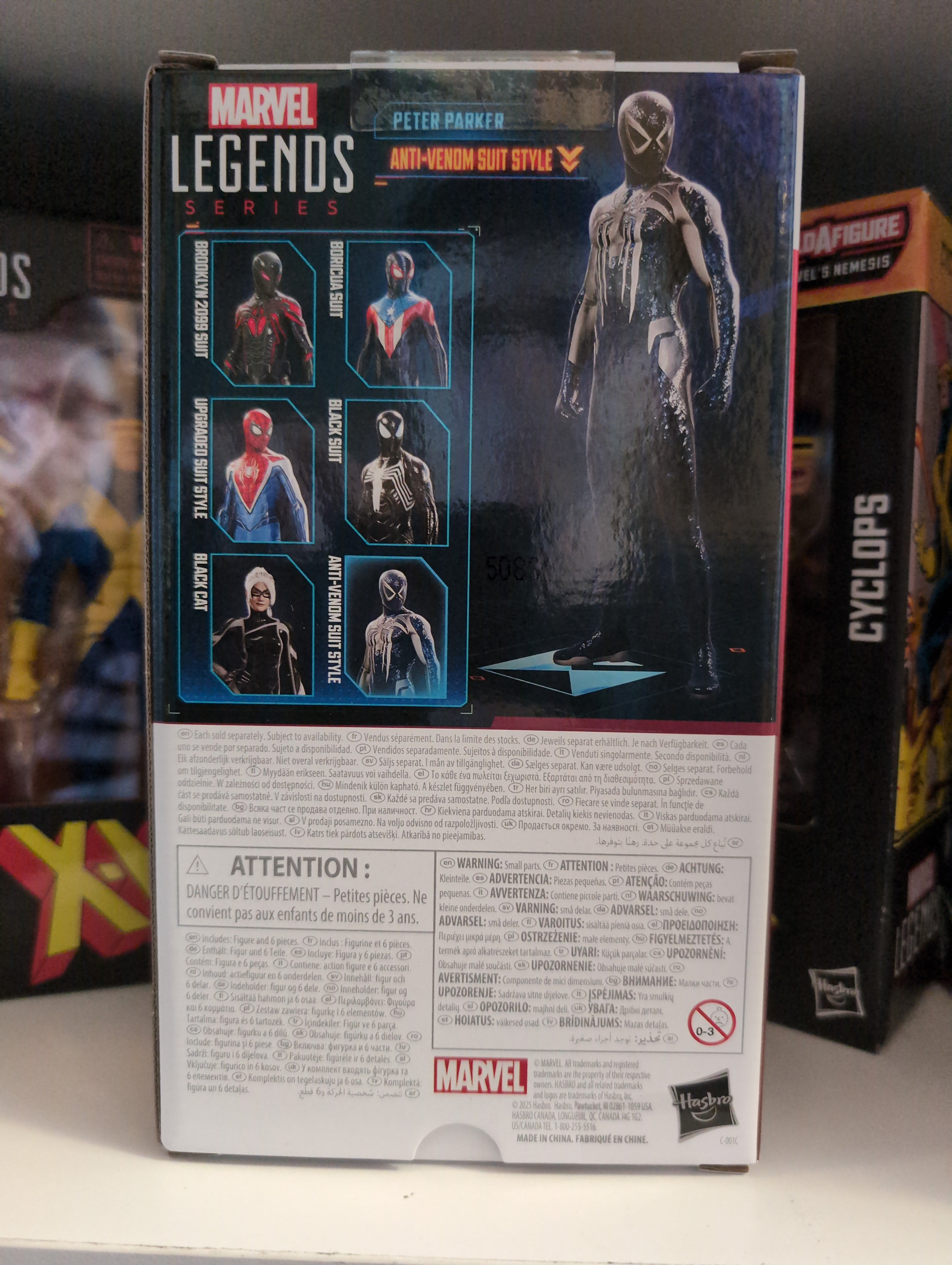 Hasbro Marvel Legends Gamerverse Anti-Venom Suit Spider-Man 6-inch action figure packaging back view
