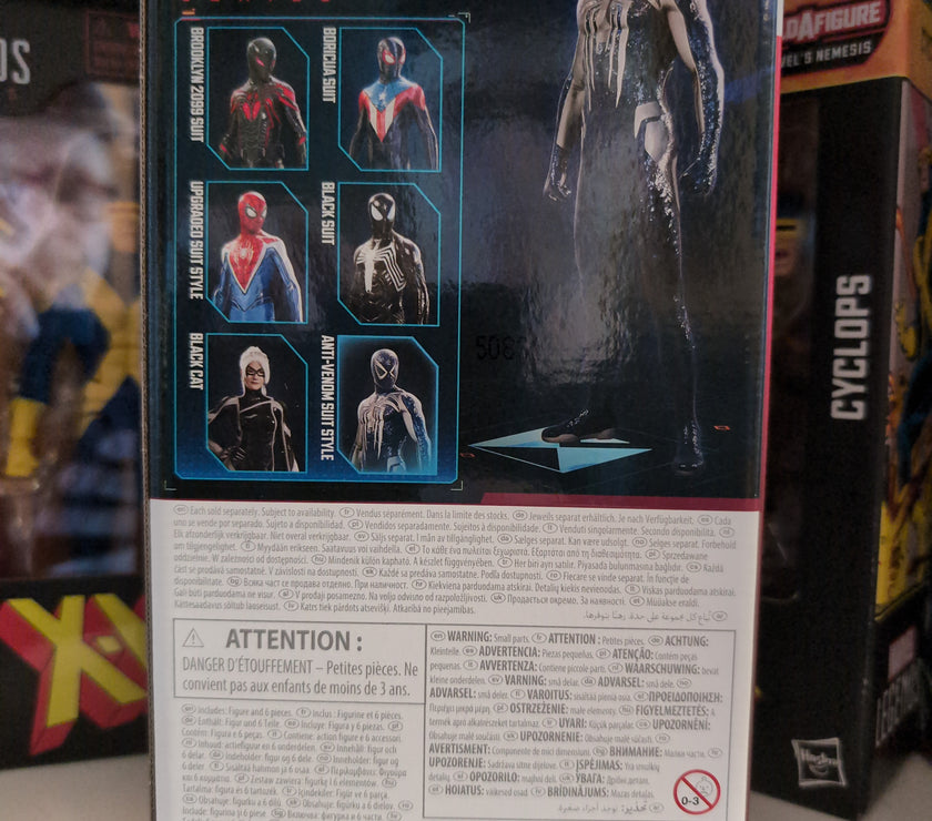 Hasbro Marvel Legends Gamerverse Anti-Venom Suit Spider-Man 6-inch action figure packaging back view