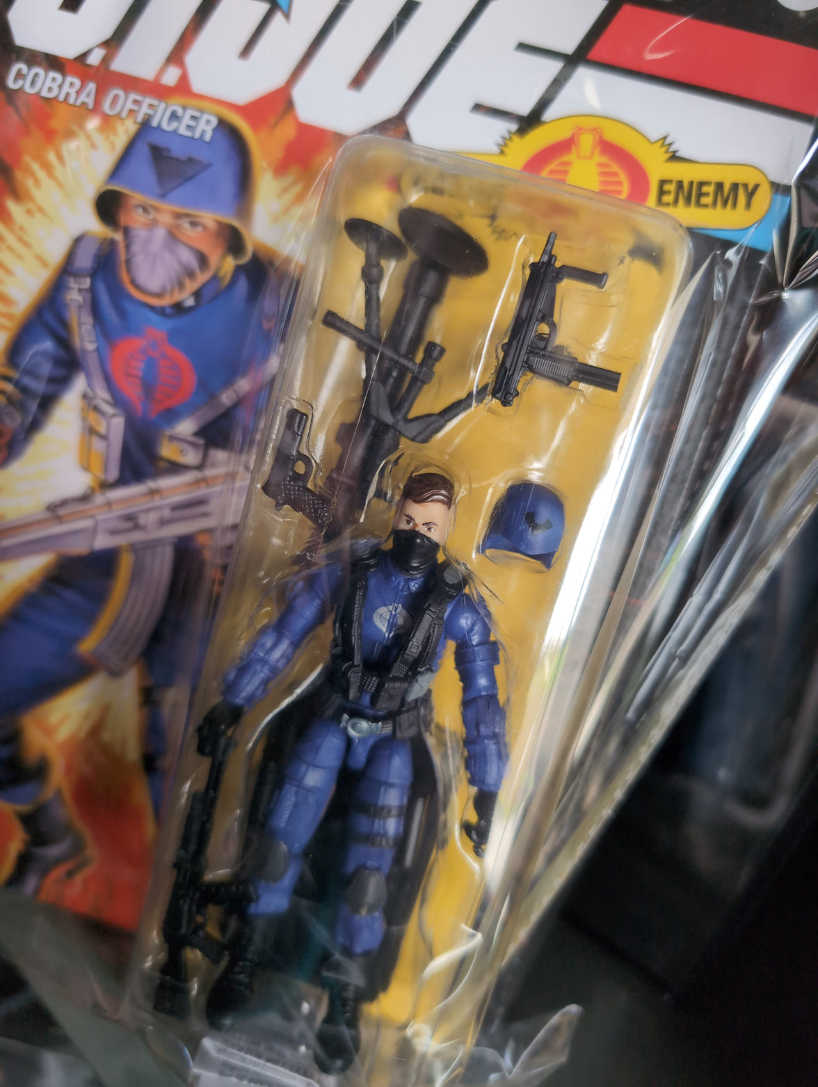 Hasbro GI Joe Cobra Officer 3.75-inch action figure with removable helmet and weapons in retro packaging