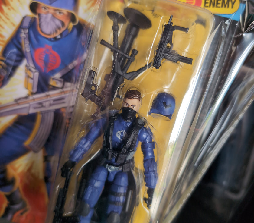 Hasbro GI Joe Cobra Officer 3.75-inch action figure with removable helmet and weapons in retro packaging