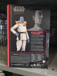 Hasbro Star Wars The Black Series Grand Admiral Thrawn action figure with blue skin and white Imperial uniform in package