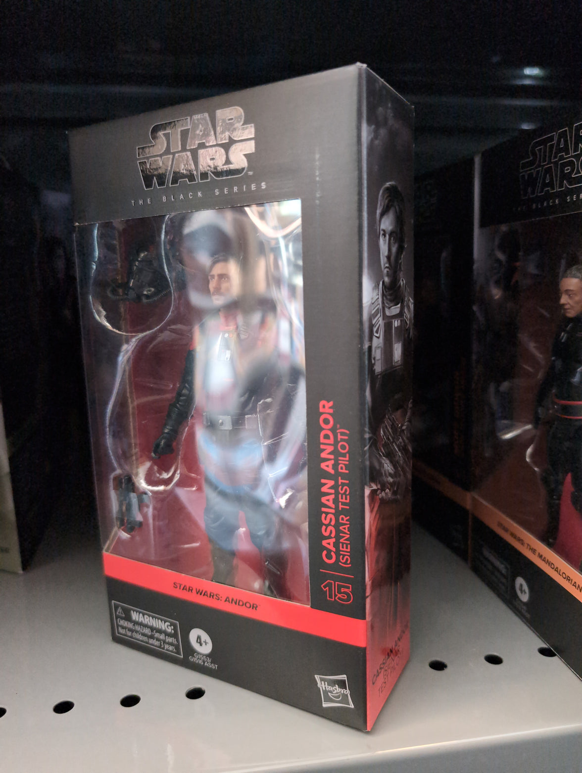 Hasbro Star Wars Black Series Cassian Andor Sienar Test Pilot action figure in box on store shelf