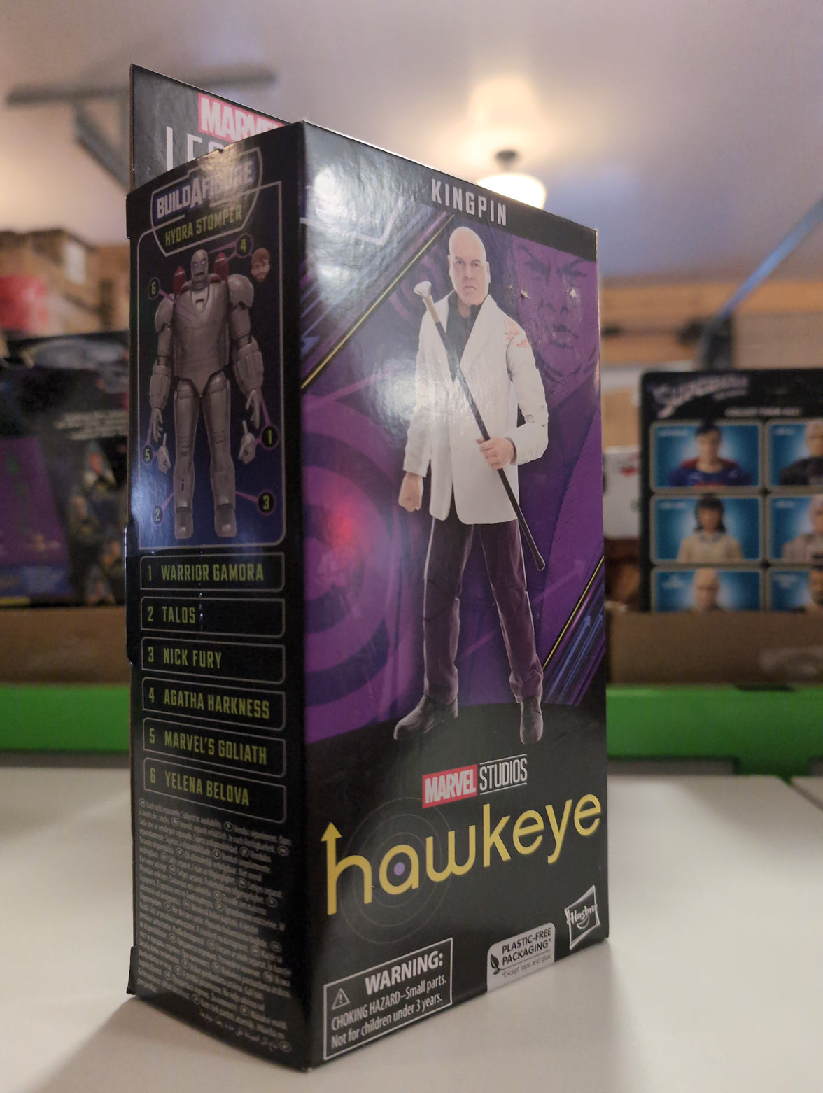 Hasbro Marvel Legends Kingpin action figure from Hawkeye series in sealed collectible packaging.