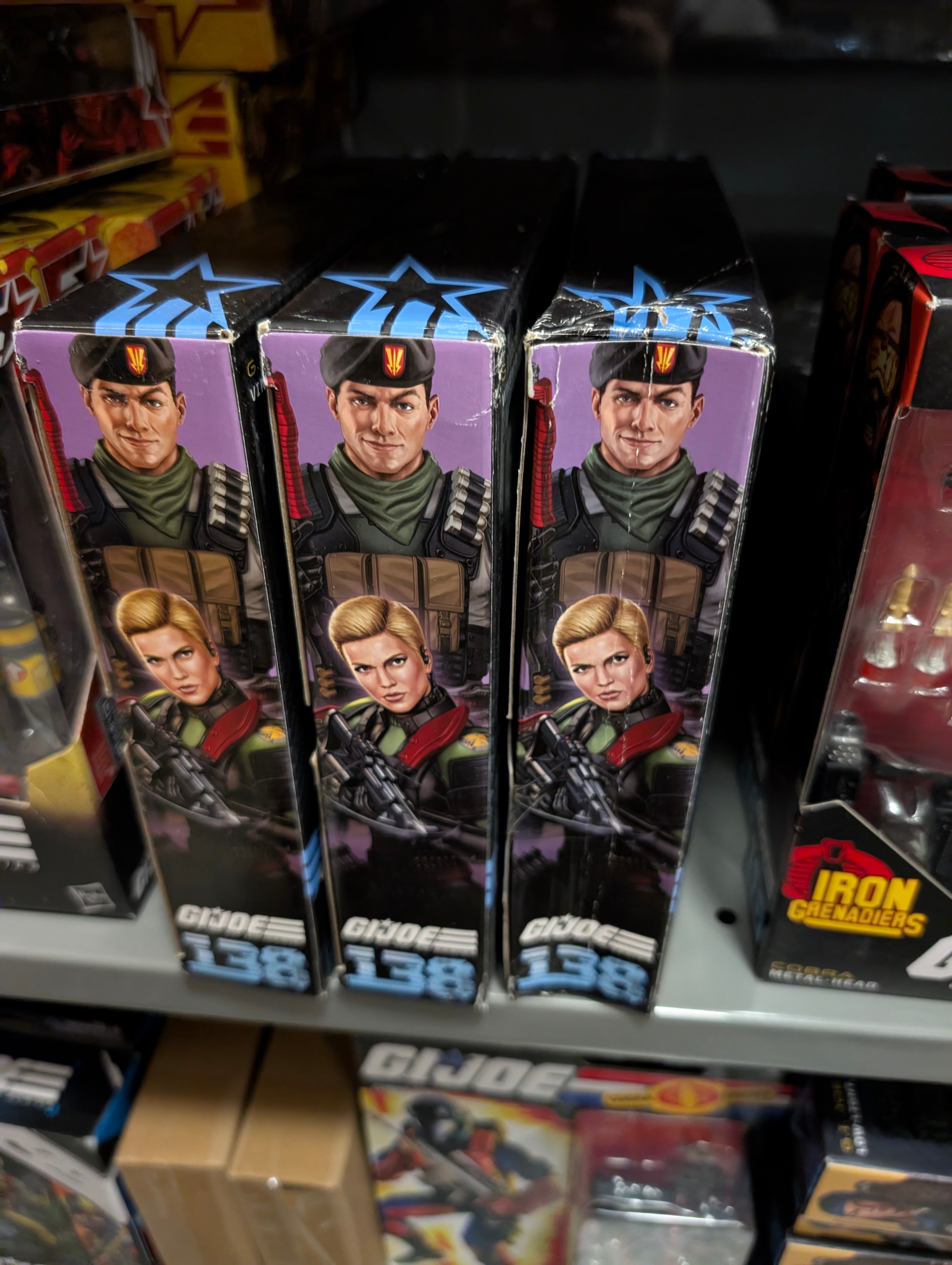 Hasbro GI Joe Classified Series 138 Vincent "Falcon" Falcone and Quarrel Night Force boxed figures side view