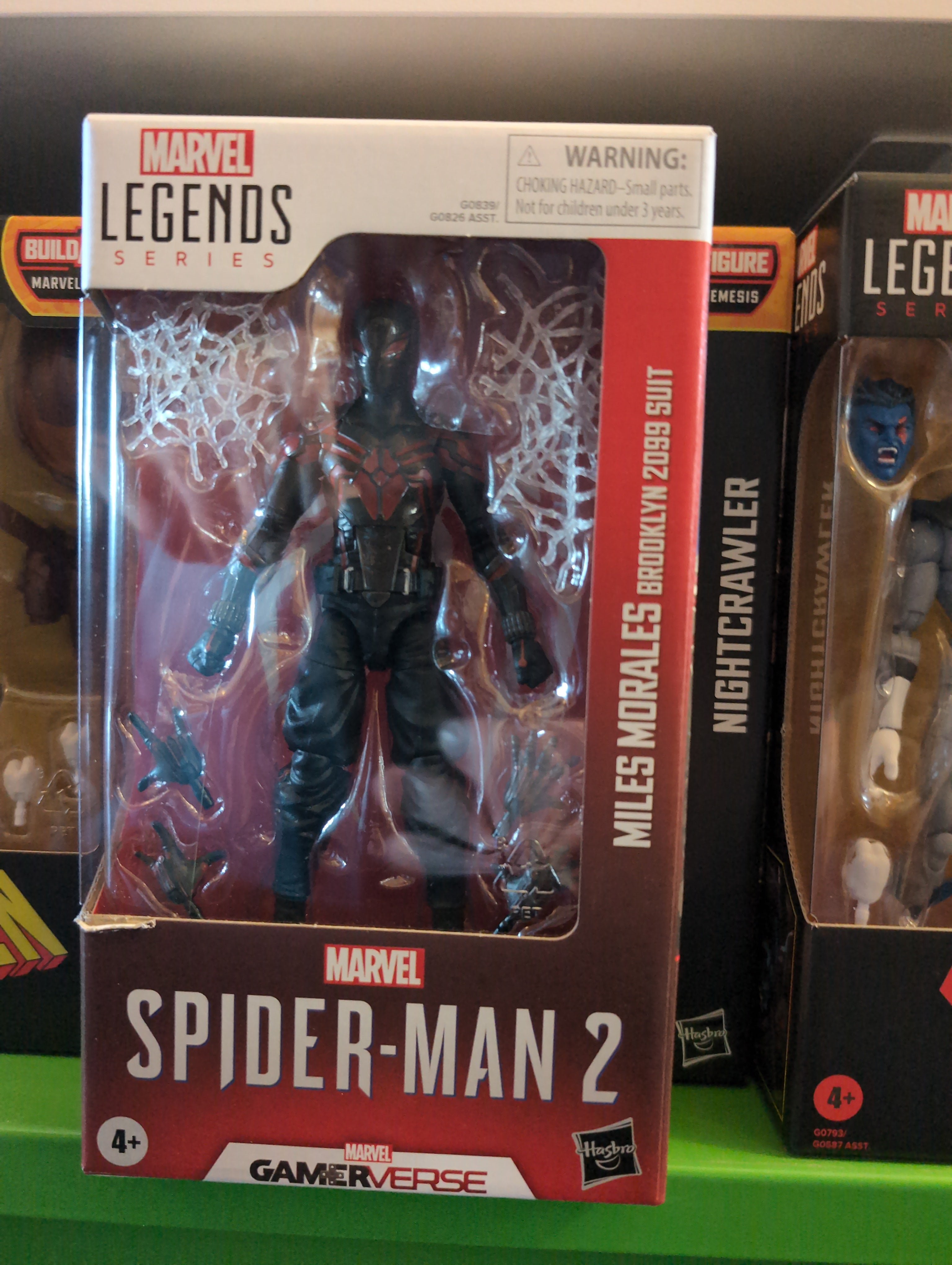 Hasbro Marvel Legends Miles Morales Brooklyn 2099 Suit Spider-Man 2 action figure in window box packaging