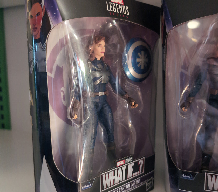 Hasbro Marvel Legends Captain Carter action figure in stealth suit from What If series, 6-inch scale collectible.