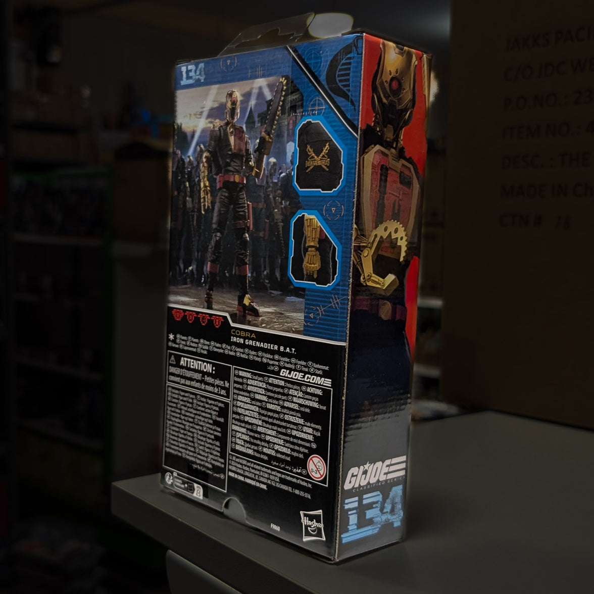 Hasbro GI Joe Classified Series 6-inch Iron Grenadier B.A.T. action figure in original box side view