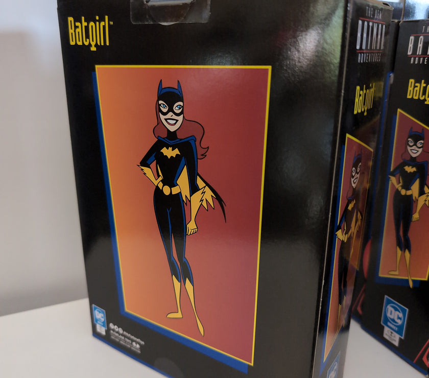 McFarlane Toys Batgirl action figure packaging from The New Batman Adventures series with animated character art.
